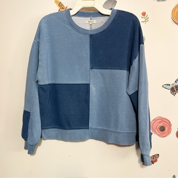 Madewell Tops - Madewell Indigo-Dyed Patchwork Sweatshirt M